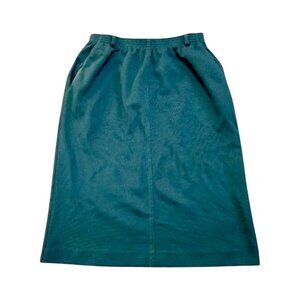 Vintage Alfred Dunner Skirt Womens 16 Green Elastic Waist Modest Midi Casual 80s